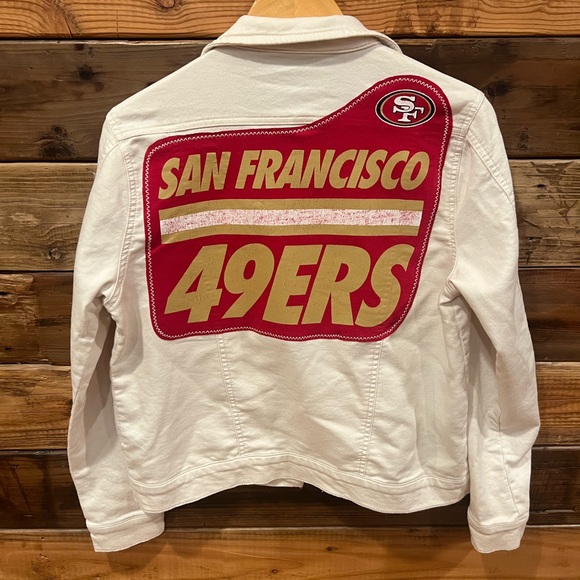 San Francisco 49ers One-of-a-Kind Buffalo MadAndie Custom Denim Jean Jacket - M - Picture 1 of 5